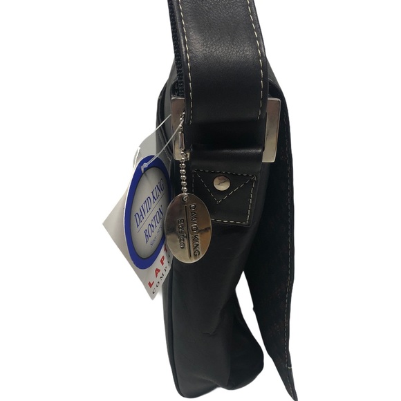NEW DAVID KING Premier Black Leather Messenger Bag - Picture 6 of 12
